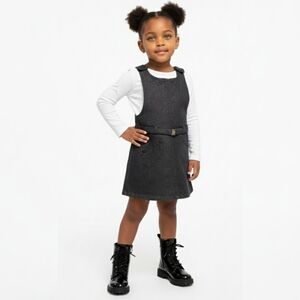 Versace Young Girls Medusa Overall Denim Dress Sz: 4